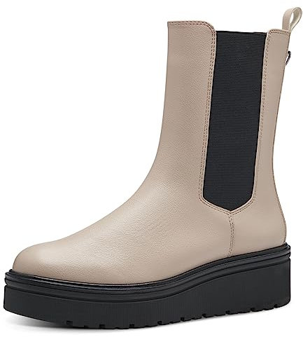 MARCO TOZZI Damen Chelsea Boots aus Kunstleder Plateau, Beige (Ivory Comb.), 38
