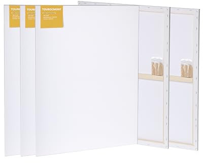 Keilrahmen 5er Set Leinwand 50x70 cm aus 100% Baumwolle 380 g/m² Leinwand Set Maltuch zum Malen