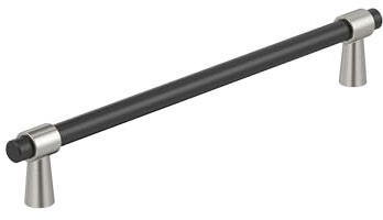 Amerock Mergence 7-9/16 inch (192mm) Center-to-Center Matte Black/Satin Nickel Cabinet Pull, BP36980FBG10