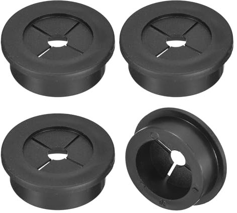 QUARKZMAN 4 Piezas Pasacables de Goma 1-3/16 (30mm) Pasacables de Escritorio Flexibles Cubierta de Agujero de Cable para Organizador de Cables de Computadora de Oficina Negro