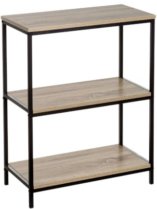 LOLAhome Estantería de Metal Negro con 3 estantes Urban Industrial de 60x76 cm