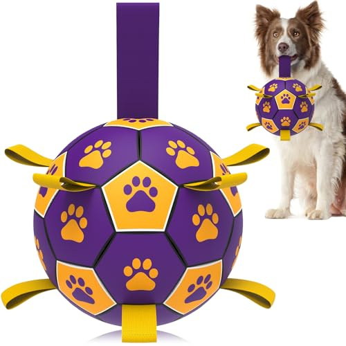 HETOO Dog Balls Dog Football Toys Dog Toy Ball (8 Inch Large Purple) | Durable high bounce floating dog balls, dog water toys, interactive dog ball indoor outdoor play, ideal dog birthday gifts