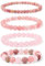 Aidenn Rose Quartz Bracelet for Women Girls Natural Healing Gemstone Beaded Bracelet Stone Layered Bracelet Anti Stress Bracelet Set, Handmade Crystal Jewellry Gifts