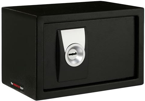 Key Lock Safe, Heavy Duty Secure Black Steel 12L Key Operated Safebox, Freestanding or Wall Mountable for Home, Business, Office