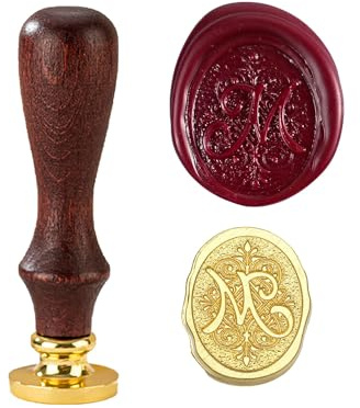 TBXqian Initial Letter Sealing Wax Stamp, Vintage Initials Wax Sealing Stamp Kit with Removable Brass Head and Wood Handle for Wedding Party Invitations/Envelopes/Christmas Thanksgiving Card-LetterM