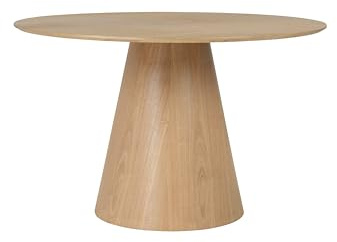 byLIVING Esstisch Rond/runde Tischplatte/Echtholz-Furnier Eiche Natur lackiert/für bis zu 5 Personen/Küchentisch/Esszimmertisch/Säulentisch/D 120, H 75 cm