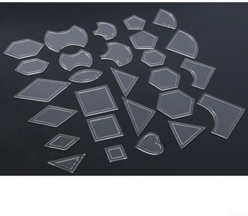 Lot de 54 gabarits de matelassage en acrylique - Règles transparentes de couture pour patchwork pour différents motifs, pour loisirs créatifs