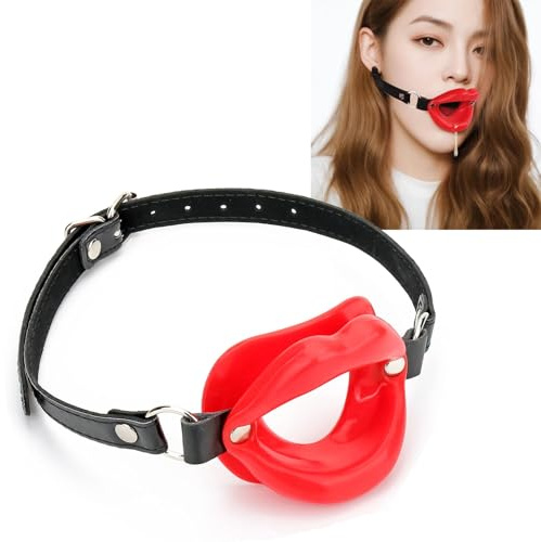 Sexy Open Mounth Gag, Silicone Red Lips Ball Gag for Sex Play, O Ring BDSM Gag Sex Bondage Gags & Muzzles, Mouth Sex Toy Gag Sex Accessories for Adults Couples Oral