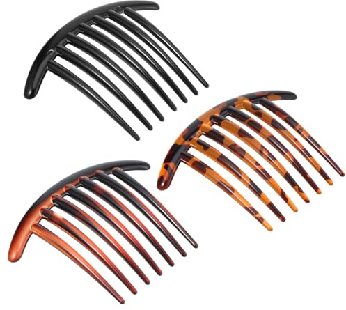 3Pcs French Hair Slides Combs Ymapinc 7 Tooth Twist Hair Slides Combs | Plastic 3 Colors Hairs Comb for Bridal Wedding Veil Elegant Buns Hairpin Accessories Multiple Hairstyles Girls Women