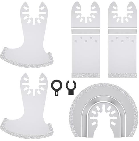 Lot de 5 lames de scie diamantées multifonctions pour enlever les joints Grit - Lame de scie pour carrelage, mortier de joints, béton, maçonnerie, plaque de plâtre