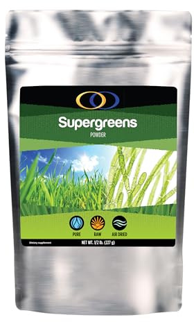 Optimally Organic SuperGreens - Freeze Dried Concentrated Juice Powder - Organic Ingredients - Cracked Cell Wall Chlorella - Barley Grass Juice - Wheatgrass Juice - Alfalfa Grass Juice