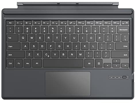 MoKo Touchpad Tastatur für Microsoft Surface Pro 7 Plus/Pro 7/ Pro 6/ Pro 5/ Pro 4/Pro 3, QWERTY Layout Kabellose Type Cover Tastatur Bluetooth Keyboard mit Integriertem Wiederaufladbaren Akku, Grau