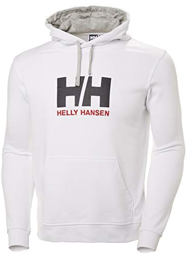 Helly Hansen Hombres Sudadera con capucha con logotipo HH, Blanco, M