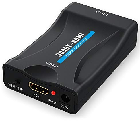 GANA Adaptateur Péritel vers HDMI, 1080P Convertisseur péritel SCART vers HDMI avec câble d'alimentation USB pour la Connexion d'un décodeur, d'un Lecteur DVD, d'un boîtier STB etc.