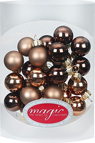 MAGIC 25 STK. Weihnachtskugel 2cm Glas Weihnachtsschmuck Weihnachtsdeko Deko Box Farbe: Elegant Lounge (Schokolade braun)