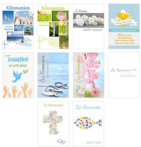 Edition Seidel Set 10 Premium Kommunionskarten mit Umschlag - Glückwunschkarte zur Kommunion - Kommunionskarte - Kartenset (Klappkarten mit Briefumschlag)