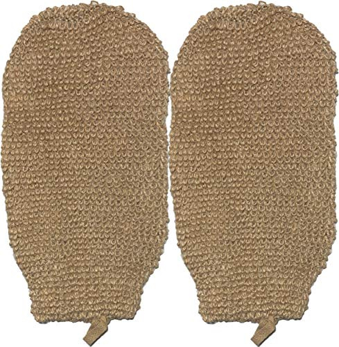 2 Pack 100% Natural Exfoliating Hemp Glove Mitt Mitten - Bath Sponge Scrubber Remove Dead Skin - Deep Clean & Invigorate Your Skin - Machine Wash and Dry - Double Sided Available