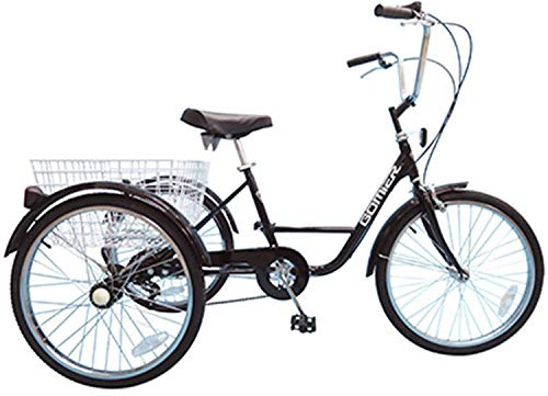 P2R (Cycle) Tricycle Adulte 24 Noir 5 Vitesses avec Panier Poids Total Maxi 100kgs empattement 0,80m - Homologation nf30020-