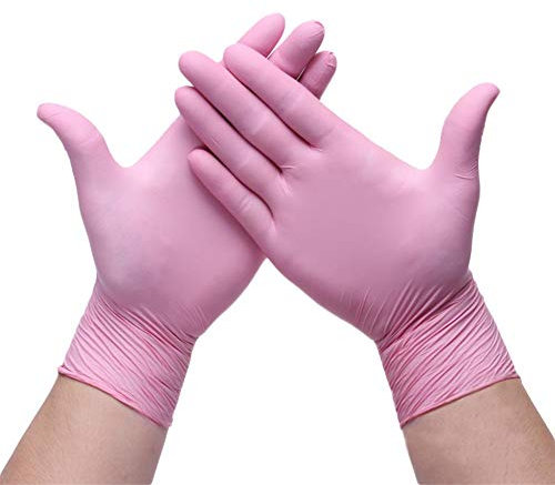 Westeng 100 Stück Nitrilhandschuhe, Einweghandschuhe, Einmalhandschuhe, Untersuchungshandschuhe, Puderfrei, Ohne Latex, Unsteril, Latexfrei, Pink S