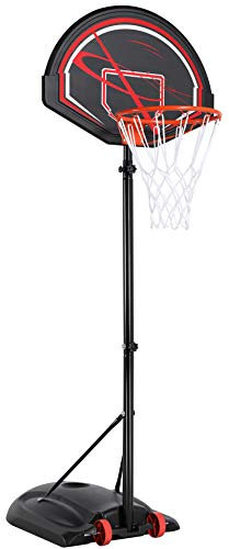 Yaheetech Basketballständer Outdoor Basketballkorb mit Rollen Tragbar Korbanlage Basketballanlage Höhenverstellbar 217 bis 277 cm Schwarz
