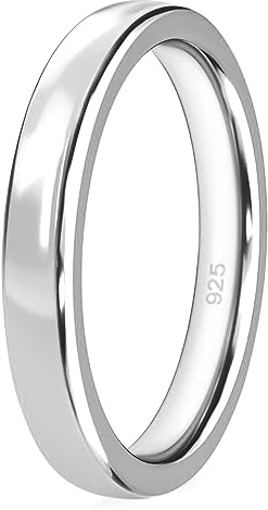 TJC Silver Rings for Women – 925 Sterling Silver Wedding Band Ring, 4mm Width, Platinum Plated Ladies Ring, Promise Rings, Trending Fashion Jewelry Sizes N