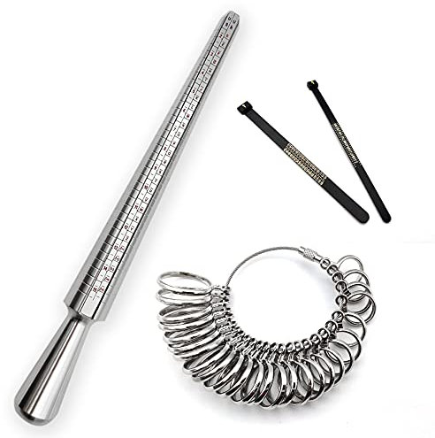 Ringmesser Messen, Ringstock Metall Ringmaß, Ring Sizer Messwerkzeug, Ring Mandrel Kostenlos Ringdorn Set, Ringe Modelle Größenwerkzeug für Herren Damen Schmuck - 4 Stück