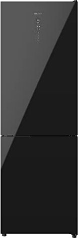 Cecotec Frigorífico Combi 2 Puertas Cristal Negro de 322 Litros Bolero CoolMarket Combi 322 Glass Black E. Altura 185 y 60 cm de Ancho, Motor Inverter Plus, Sistema Multi Air flow, Total No frost
