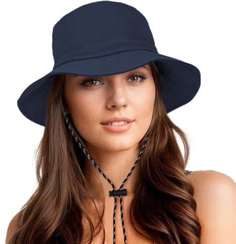 Durio Waterproof Bucket Hats for Woman UPF 50+ Sun Hat UV Protection Packable Rain Hats for Women Lightweight Hiking Hat Navy One Size
