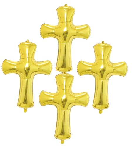 Cabilock 4 Pièces Fête D'Anniversaire Croix Ballon Fête Ballon Décor Aluminium Feuille Ballon Anniversaire Ballons Fête Ballons Décoratifs Ballons Baptême Décor Gros Ballons Anniversaire
