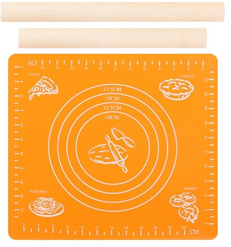 Lot de 2 rouleaux à pâtisserie, 1 coussin à pâtisserie, rouleau à pâtisserie de cuisine, rouleau à pâtisserie en pâte de bois, rouleau à pâtisserie avec croûte à gâteau