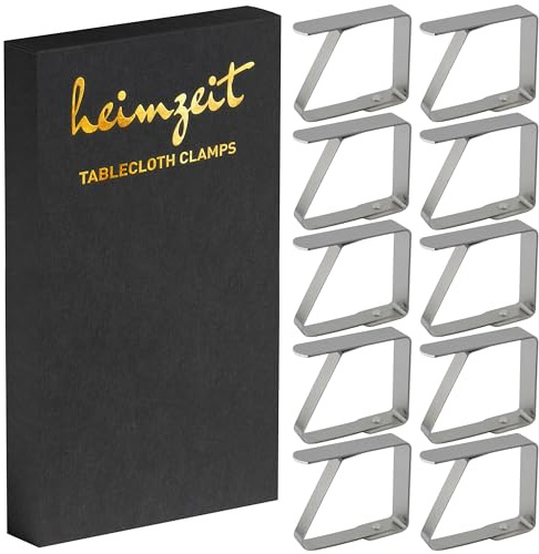 heimzeit Bordsduksklämmor 10 Stycken i Rostfritt Stål av Hög Kvalitet Silver