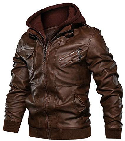 Veste de motard rétro en cuir pour homme - Veste de moto vintage à capuche - Veste de transition imperméable avec poches - Coupe-vent - Veste d'aviateur - Veste d'hiver - Veste de moto