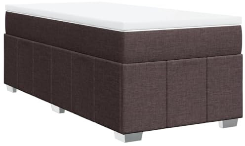 vidaXL Boxspringbett, Polsterbett Bett mit Matratze Matratzenauflage, Bettgestell mit Lattenrost, Einzelbett für Schlafzimmer, Dunkelbraun 90x190cm Stoff