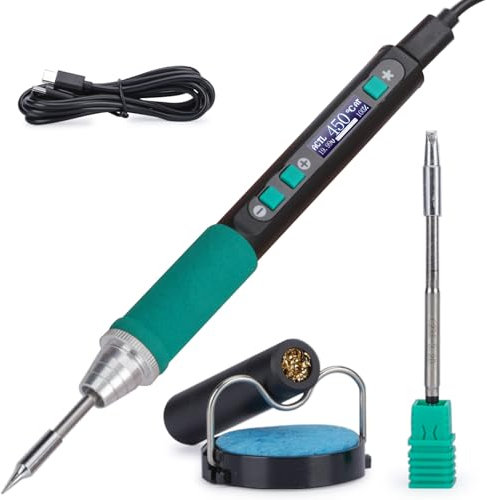 YIHUA 928D-IV Kit de Soldador Estaño con Puerto Type-C, Calentamiento Rápido con Cartucho C235, Temperatura Ajustable de 90~450°C, Protocolos PD/QC/Adaptativos, Pantalla LCD y Cubierta Multifuncional