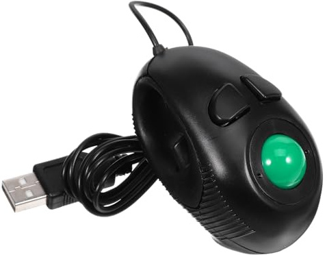 KONTONTY Mini Souris Trackball USB 4d Filaire, 3 Boutons pour Ordinateur | Format Compact Noir, Plastique Rigide Solide, Commande au Pouce, Compatible Bureau et Portable