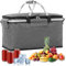 Einkaufskorb Faltbar,18L Thermo Einkaufskorb als Picknickkorb,Einkaufskorb mit Deckel, Aluminiumgestänge Tragegriffen und Reißverschluss, Einkaufskorb für Reisen, Picknick, Einkaufen (18L Grau)