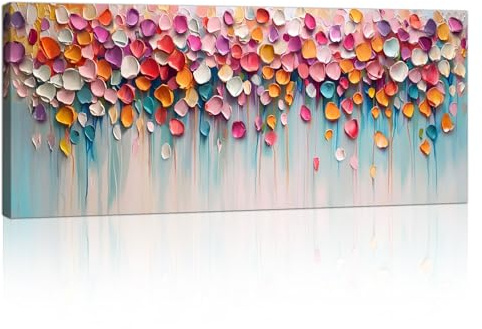Grandi Puntini Colorati 3D Texture Quadri Moderni Soggiorno,Nordico Minimalista Blu Rosa Stampe Da Parete Moderni Grigio Quadro Su Tela Quadretti Decorazione Camera da letto Cucina Ristorante 120x50cm