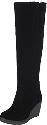 Bottes d'hiver doublées chaudes pour femme - Talons hauts - Bottes d'équitation - Bottes d'équitation - Bottes western hautes - Bottes thermiques à enfiler - Bottes d'hiver, Noir , 39 EU