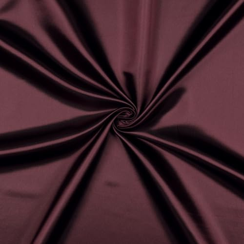 VmG-Store Satin Stoff 2m x 146cm Coupon Satinstoff Keine Meterware seidig Polyester zum Nähen glänzender Dekostoff für Kleidung Vorhänge Kostüme Damen Kleid Rock (041 Bordeaux)