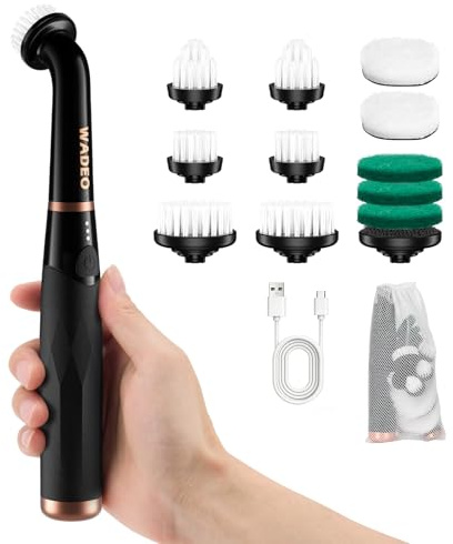 WADEO Electric Cleaning Brush, Cordless Spin Scrubber for Bathroom & Grout, 11 Brush Heads, 3-Speed Rechargeable Cleaning Brush for Tile, Sink, Kitchen & Crevice Cleaning