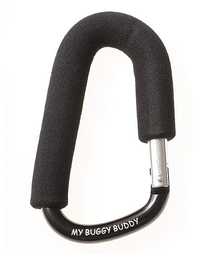 My Buggy Buddy Clip, Hook or Carabiner for Pram/ Stroller/ Pushchair, Foam Coating to Prevent Damage, Can Hold Up To 4 kgs, Black
