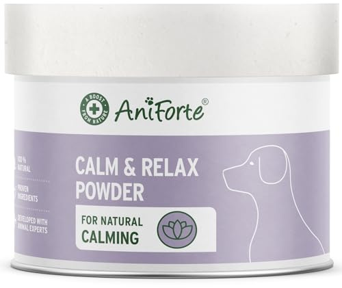AniForte natürliche Beruhigung für Hunde Calm & Relax 100g - Natürliches Beruhigungsmittel zur Entspannung & Ruhe, Heilpflanzen bei Angst, Stress, Unruhe, Überreizung, Nervosität, Silvester & Reisen