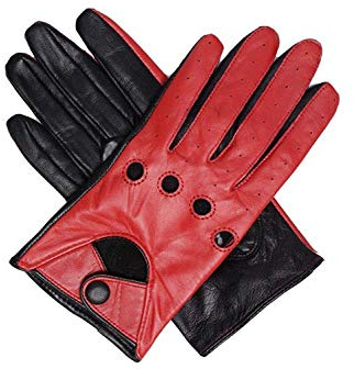 IMPERIAL STUDIOS Womens Genuine Leather Waterproof Touchscreen Hand Warmer Winter Red And Black Gloves For Driving, Cycling, Riding, Motorcycle, Driving Outdoor Sports Leather Gloves (Red, L)
