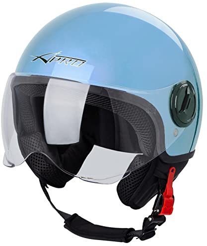 Motorradhelm Motorrad Roller Jet Helm Demi Avio Viser Homologiert SonicMoto Blau M