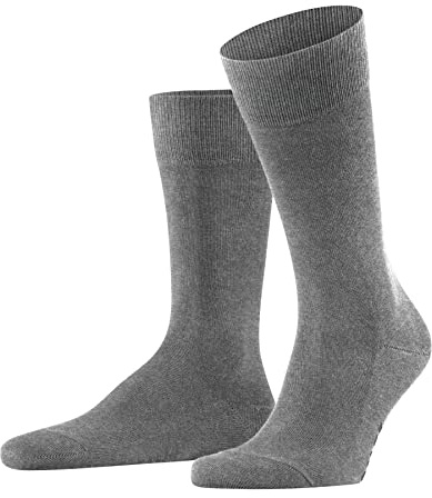 FALKE Herren Socken Family M So nachhaltige Baumwolle einfarbig 1 Paar, Grau Light Grey Melange 3390, 43-46