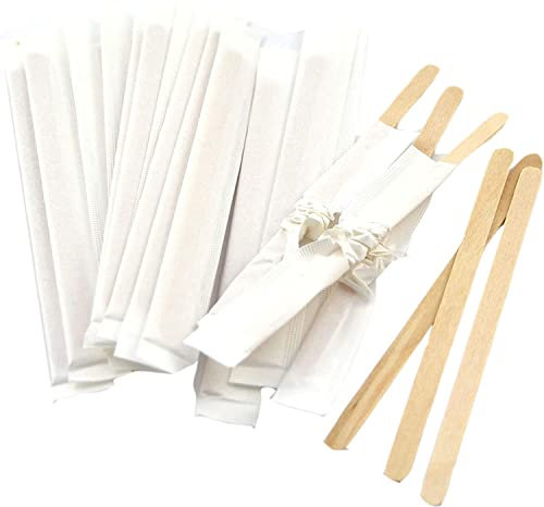 ILIP 1000 Stück biologisch abbaubare Holzstäbe, einzeln verpackt, 8 cm, abgerundete Spitze, ideal für Kaffeebecher, zum Mitnehmen von heißen Getränken, für Kaffee