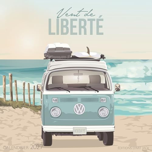 CALENDRIER 2027 UN VENT DE LIBERTE - AFFICHE TENDANCE - PAULINE LAUNAY- CABINE PLAGE - MER (AJZ49) + offert un agenda de poche 2027