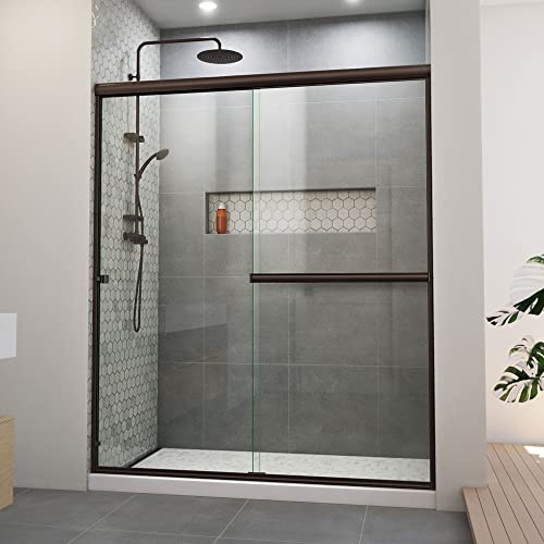 DreamLine Alliance Pro BGX 56-60 inch W x 70 3/8 inch H Semi-Frameless Bypass Shower Door in Oil Rubbed Bronze and Clear Glass