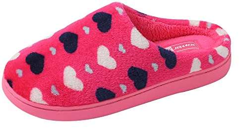 JOMIX Maison Chaussons Femme Pantoufles avec Cœur Chaussons en Peluche Chaude Doublure Chaussures Femme Intérieur Hiver Douce Accueil Slippers