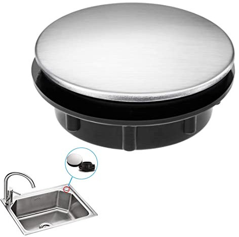 Rowwait 1pcs Stainless Steel Sink Tap Hole Cover Kitchen Faucet Hole Cover,Bathroom Faucet Hole Cover,Shower Plughole Cover Bathroom Push Drain Stopper Plugs Kitchen Bathroom(Suitable 28-38mm)